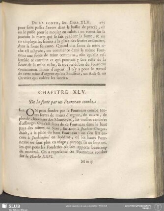 Chapitre XLV. De la fonte par un Fourneau courbe
