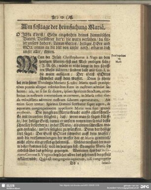Am festtage der heimsuchung Mariä