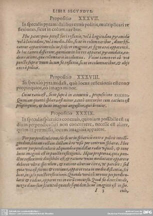 Propositio XXXVII. In speculis pyramidalibus extra politis, multiplicari reflexiones, sicut in columnaribus.