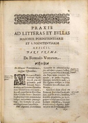 Praxis ad litteras maioris poenitentiarii, et officii sacrae poenitentiariae apostolicae