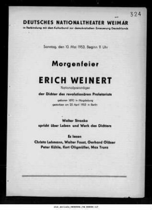 Morgenfeier Erich Weinert