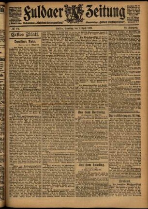 Erste Ausgabe vom Samstag, den 01. April 1905.