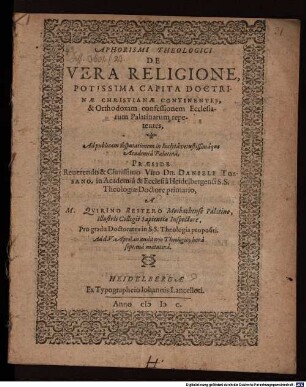 Aphorismi theologici de vera religione