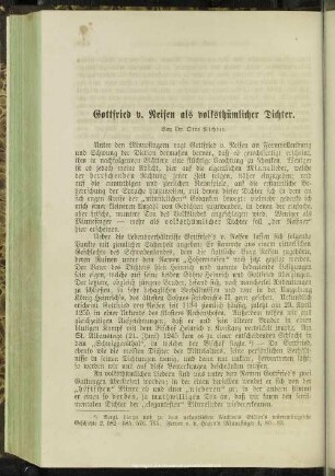 Gottfried v. Neifen als volkstümlicher Dichter