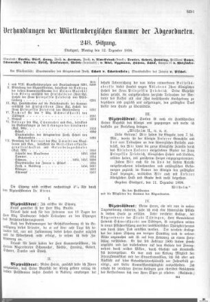 248. Sitzung, Stuttgart, 12.12.1898