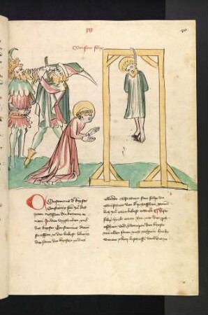 Der hl. Gegenpapst Felix II. wird neben einem erhängten Märtyrer geköpft