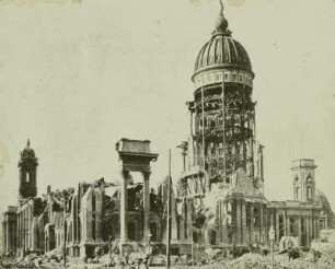 USA, Kalifornien, San Francisco. Erdbebengeschädigte Gebäude, 1906