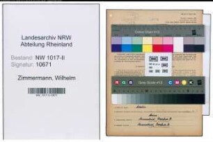 Entnazifizierung Wilhelm Zimmermann , geb. 07.05.1899 (Schumacher)