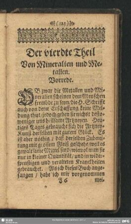 Der vierdte Theil. Von Mineralien und Metallen