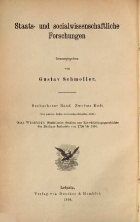 Statistische Studien zur Entwickelungsgeschichte der Berliner Industrie von 1720 bis 1890