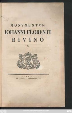 Monvmentvm Iohanni Florenti Rivino S.
