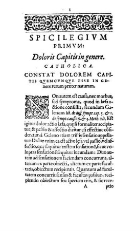 Catholica. Constat Dolorem Capitis Qvemcvnqve Esse in Genere rerum præter naturam.