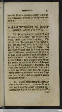 Lauf und Vertheilung der Lungenpulsaer (Arteria pulmonalis)