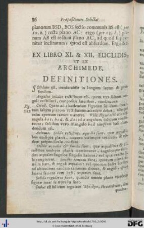 Ex Libro Undecimo Et Duodecimo Euclidis, Et Ex Archimede Definitiones.