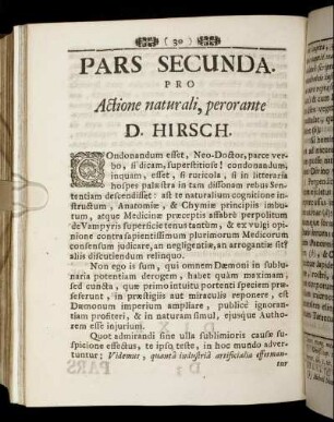 Pars Secunda. Pro Actione naturali, perorante D. Hirsch.