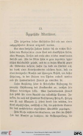 III. Ägyptische Altertümer