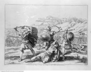 Pinelli, Bartolomeo, Istoria Romana. Incisa ad acqua forte da Bartolomeo Pinelli Romano. L'Anno 1818, e 1819. o.O.[Roma] u.J, "Combattimento degli Orazji..."; (Taf.10[11])