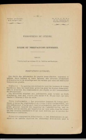 Solde et prestations diverses