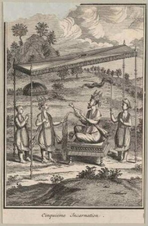 Cinquieme Incarnation; Teil von Blatt 5 aus: Cérémonies et coutumes religieuses des peuples idolatres, Vol. I.2