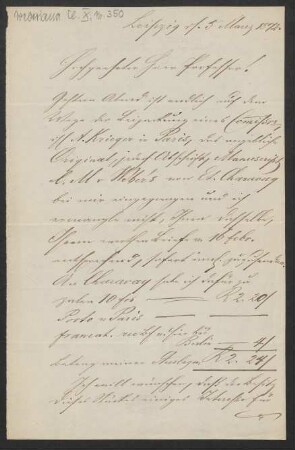 Brief an Friedrich Wilhelm Jähns : 05.03.1872