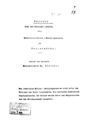 1933/34: Bericht über das Schuljahr ... - 1933/34