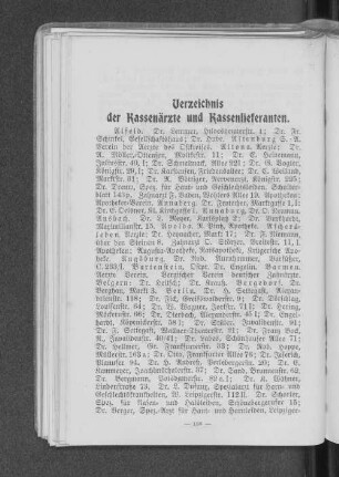 Verzeichnis der Kassenärzte und Kassenlieferanten.