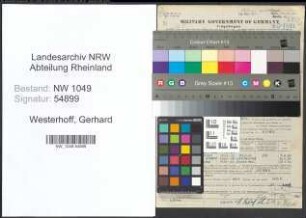 Entnazifizierung Gerhard Westerhoff , geb. 06.05.1911 (Lehrer)