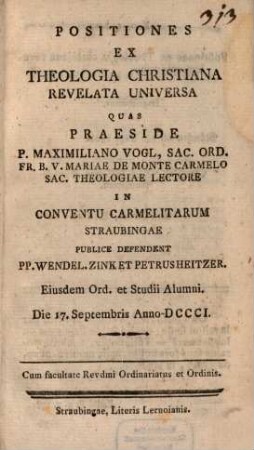 Positiones ex theologia christiana revelata universa