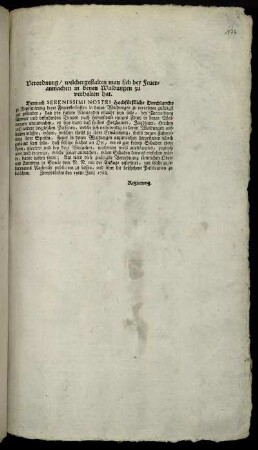Verordnung, welchergestalten man sich bey Feueranmachen in denen Waldungen zu verhalten hat : Zweybrücken den 19ten Julii 1768.
