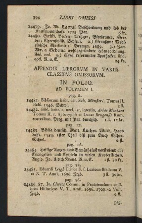 394-476, Appendix Librorum in Variis Classibus Omissorum