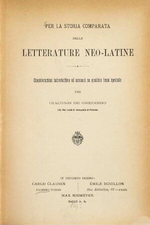 Per la storia comparata delle letterature neo-latine