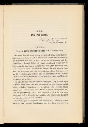 II. Teil. Die Probleme.