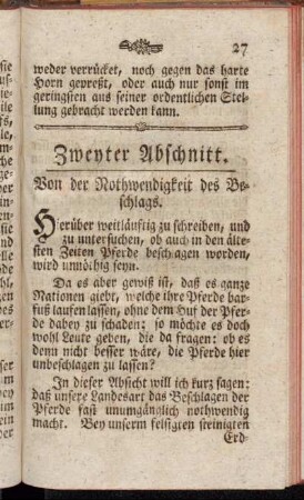 Zweyter Abschnitt. Von der Nothwendigkeit des Beschlägs.