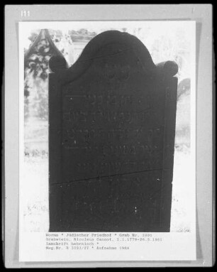 Grabstein des Nicolaus Cannot (gestorben 1861.05.26)
