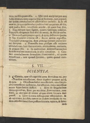 §. VII. Scientia.