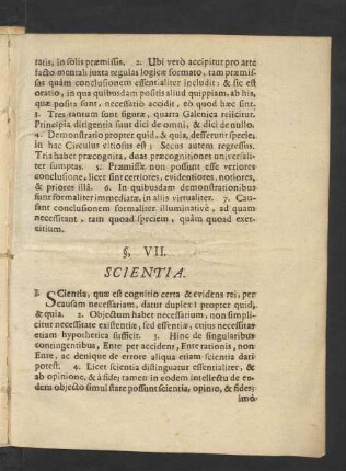 §. VII. Scientia.
