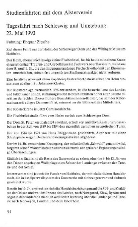 Studienfahrten mit dem Alsterverein
