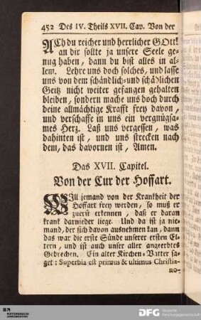 Das XVII. Capitel. Von der Cur der Hoffart.