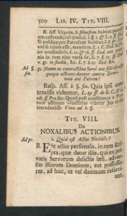 Tit. VIII. De Noxalibus Actionibus
