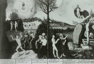 Sündenfall und Erlösung (bildliche Darstellung der reformatorischen Grundidee: Erlösung durch den Glauben und die Gnade)