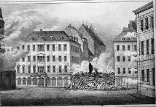 Märzrevolution 1848/49, Engelsbarrikade zu Dresden, Eingang Wilsdruffer Straße