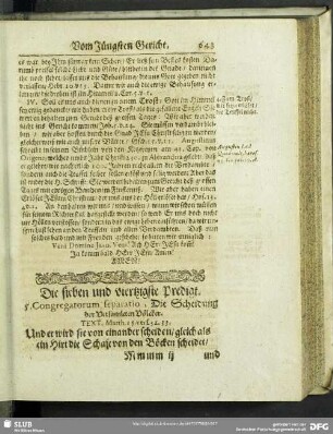 Die sieben und viertzigste Predigt. 5. Congregatorum separatio, Die Scheidung der Versamleten Völcker. Text. Matth.25.vers.32.33