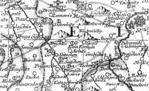Doberschau-Gaußig-Schlungwitz. Oberlausitzkarte, Schenk, 1759