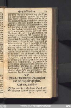 XX. Von der Göttlichen Traurigkeit und weltlichen Lustigkeit. Lust hin, Lust her.