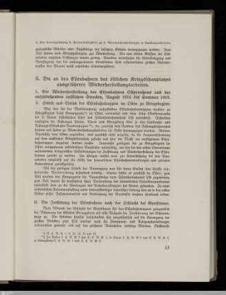 II. Die an den Eisenbahnen des östlichen Kriegsschauplatzes ausgeführten Wiederherstellungsarbeiten
