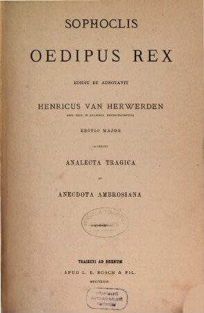 Sophoclis Oedipus Rex