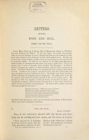 The works : including several hundred unpublished letters, and other new materials, 10. Correspondence ; 5. Correspondence and prose works