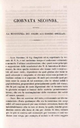 Giornata Seconda, Intorno La Resistenza Dei Solidi All' Essere Spezzati.