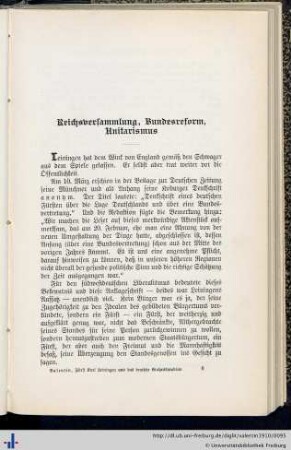Reichsversammlung, Bundesreform, Unitarismus.