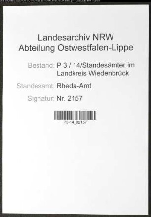Sterberegister Standesamt Rheda-Amt